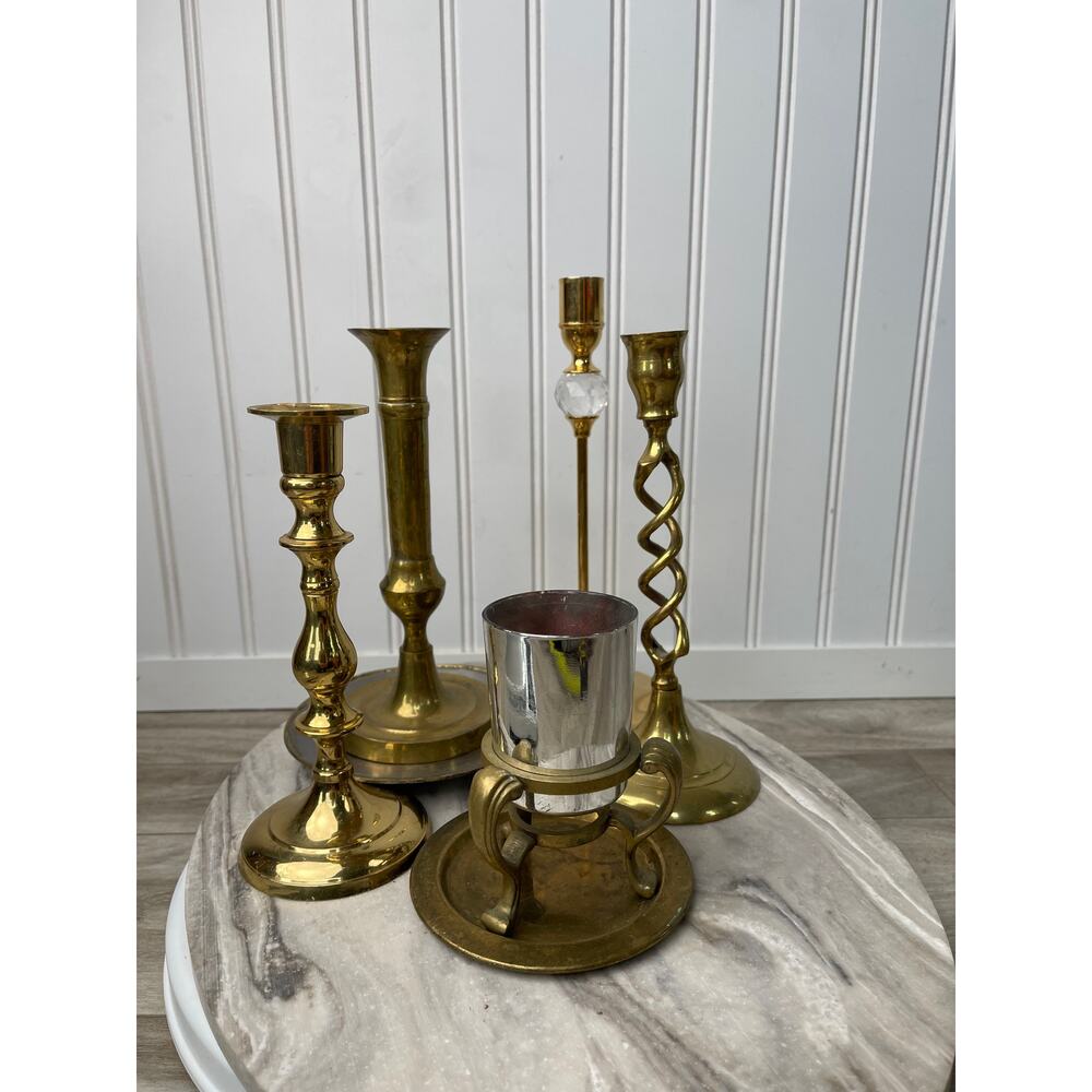 Mixed Lot of 5 Vintage Brass Candle Holder Valerio Albarello 24K GEP